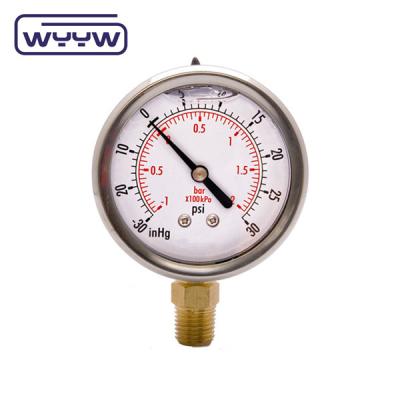 China Stainless Steel Positive And Negative Pressure Gauge Vacuum Oil filled Customized for sale