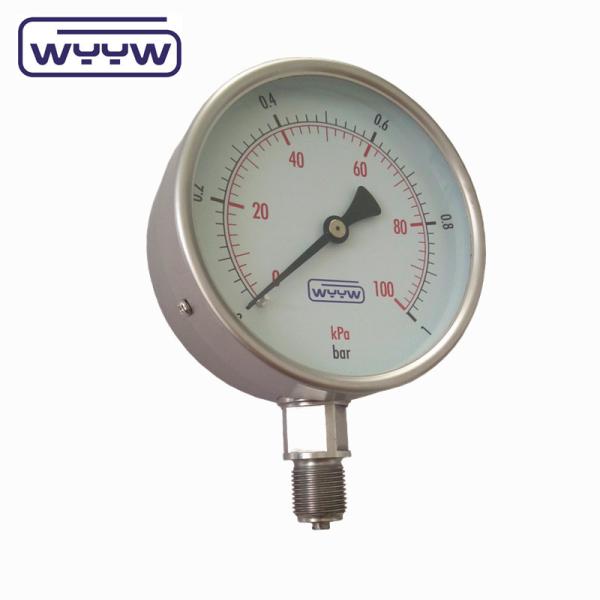 Quality 4" All Stainless Steel Pressure Gauge Dial 0-100bar 100mm SS304 Dry Oxygen for sale