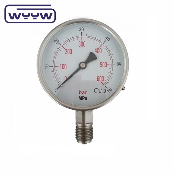 Quality 4" All Stainless Steel Pressure Gauge Dial 0-100bar 100mm SS304 Dry Oxygen for sale