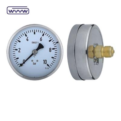 China No Oil Stainless Steel Pressure Gauge Back Mounting OEM Customized for sale