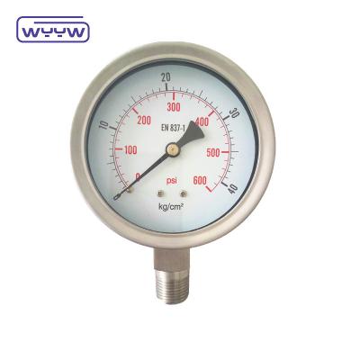 China Silicone / Glycerine Liquid Filled Pressure Gauge Corrosion Resistant for sale