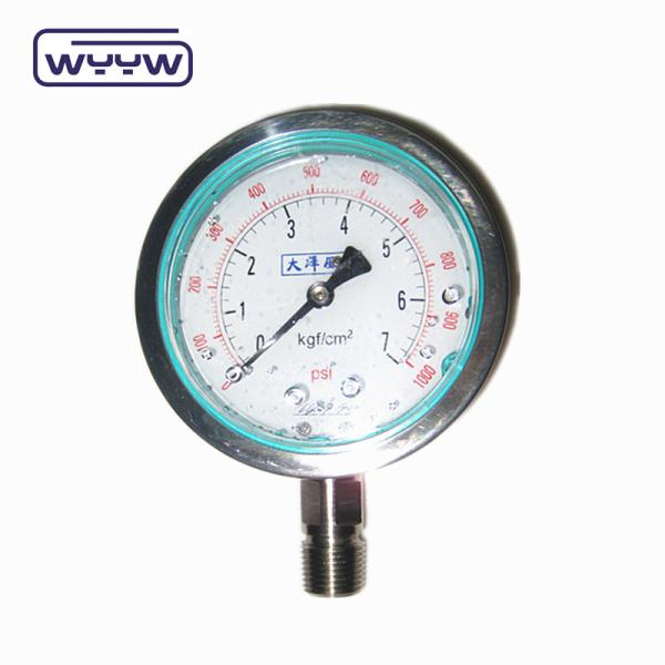 Quality Stainless Steel Liquid Filled Water Pressure Gauge , High Pressure Gauge Meter 10Bar for sale