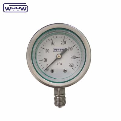 China 60mm Silicone Hydraulic Liquid Filled Pressure Gauge Stainless Steel Material for sale