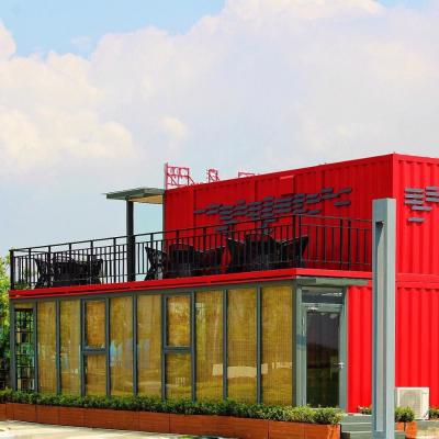 China casa modular do contentor da casa de campo luxuosa vermelha de 40ft à venda