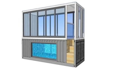 China Customization 20GP Swimming Pool Shipping Container With Glass Side for sale