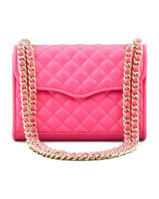 中国 ネオン ピンク デザイナーはチェーン革紐が付いている本革のハンドバッグ/Uniqlo 袋を促しました 販売のため