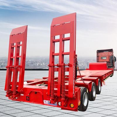 China Brand New 3 Axles Low Bed Semi-Trailer Truck 50Ton Payload for sale