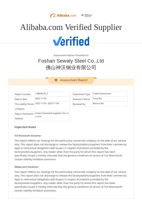 Company Assessment Report - Foshan Sewaly Steel Co.,Ltd