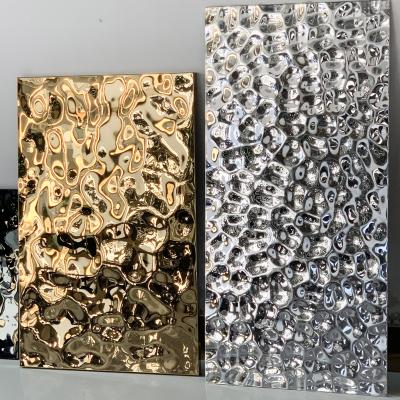 China 316 Water Ripple Sheet 4x8 3d Design Panel Gold Mirror Stainless Steel Plate for sale