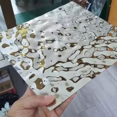 China 0.2mm Thickness Water Ripple Stainless Steel Sheet PVD Colour SS Plate Slit Edge for sale