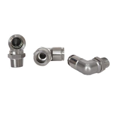China Stainless Steel Pneumatic Air Fittings 1/8 3/4 BSPT BSPP NPT Male Thread Pneumatic Push In Air Pipe Tube Fittings for sale