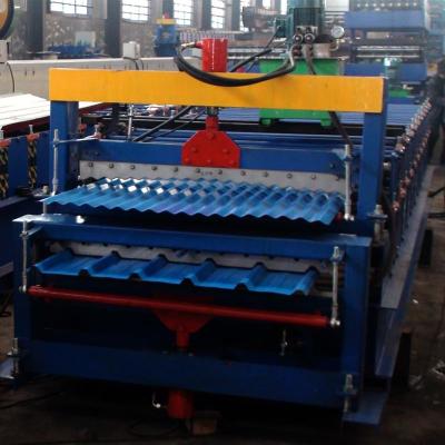 China Roofing Sheet Double Layer Roll Forming Machine Galvanized Trapezoidal Shape for sale