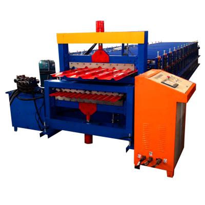 China Color Coated Roofing Sheet Steel Building Double Layer Roll Forming Machine Plc for sale