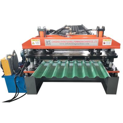 China Plc Ppgi 0.6mm Trapezoidal Sheet Roll Forming Machine for sale