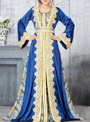 China Low Moq Clothing Manufacturer Lady Long Sleeve Maxi Dress Dubai Gown Print Dress Muslim Robe en venta