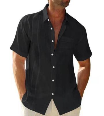 China Wholesale Clothing Manufacturers Men'S Short Sleeve Casual Shirt With Pocket black Color for sale