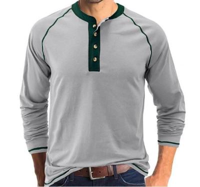 China O fabricante Men Shirts Solid do vestuário da quantidade pequena colore Sleeved por muito tempo com botão à venda