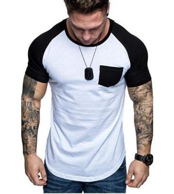 China Camisa curto das luvas de Colorblock do Raglan do t-shirt do pescoço de grupo de S de Men do fabricante do vestuário da quantidade pequena ' à venda