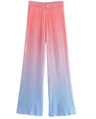 China Clothing Manufacturers For Small Orders Women'S Casual Elastic Waist Gradient Pants Pleated Flared Trousers for sale