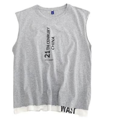 China Oem Apparel Manufacturers Men'S Round Neck Loose Sleeveless Vest Print Vest T - Shirt for sale