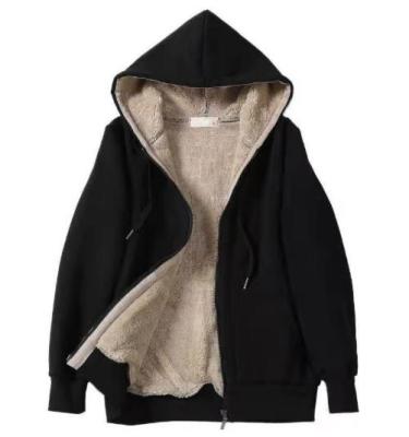 China Small Quantity Clothing Production Women'S Long Sleeve Hoodies Solid Color Fleece Loose Coat for sale