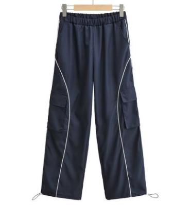 China Small Quantity Garment Manufacturer Women'S Baggy Cargo Pants With Pocket Drawstring High Waist Casual Trousers for sale