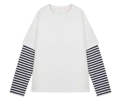 China Kleiner Moq-Kleidungs-Hersteller-Herrendoppel-Ärmel-Streifen-langärmliges T-Shirt mit 95% Baumwolle-5% Spandex zu verkaufen