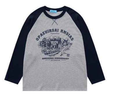 China Camiseta de Loong Sleeve Pullover Raglan del bloque del color de los hombres de los fabricantes de la ropa del OEM con la impresión en venta
