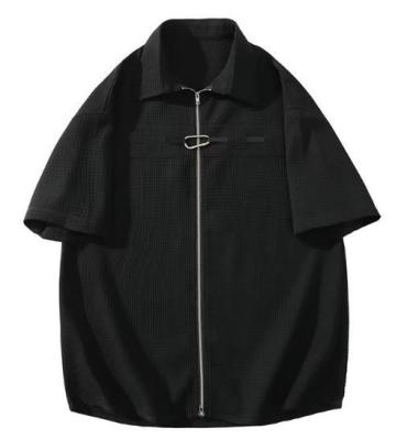 중국 T셔츠 위로 맞춘 의류 제조사들 남자들의 여름 격자무늬 폴로 셔츠  짧은 소매  지퍼 판매용
