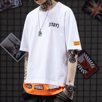 China OEM Contrast Color Men Streetwear T Shirts XXL XXXL American Vintage Tee for sale