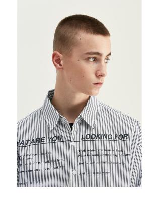 China Turn Down Collar Business Long Sleeve Men Shirts White Shirt With Black Stripes for sale