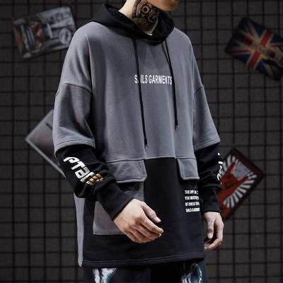 China ODM Fake Two Piece Punk Men Cool Hoodies Anti Pilling 80% Cotton 20% Polyester for sale