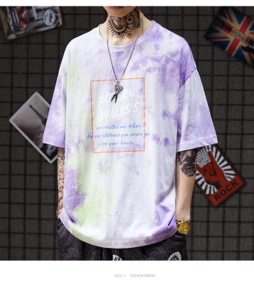 China Eco Friendly Men Streetwear T Shirts Organic Cotton Jersey Dip Dye Tone Crew Neck for sale