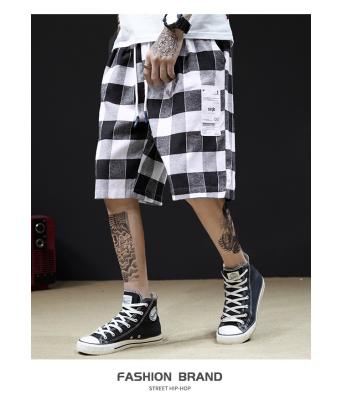 China BEIANJI Cotton Polyester Black White Checkered Shorts Garment Dyed for sale