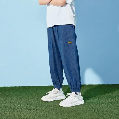 China Windproof Pleated 0.7M To 1.2M Boy Denim Pants 90% Cotton 10% Polyester for sale
