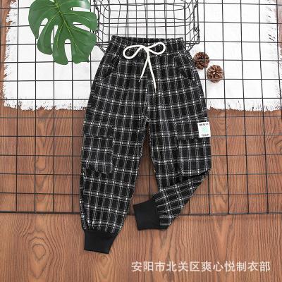 China ODM Black And White Grid Girls Full Length Pants for sale