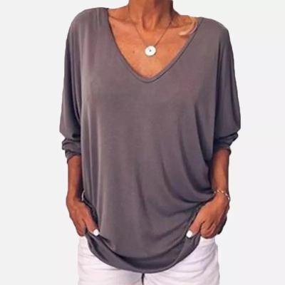 China L XL XXL Bottoming Shirt ODM V Neck Dark Color Sexy Fall Ladies Stylish Tops for sale