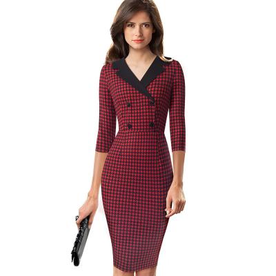 China Formal Bodycon Womens Casual Dresses Long Sleeve MIDI Pencil Dress Custom garment manufacturers China for sale
