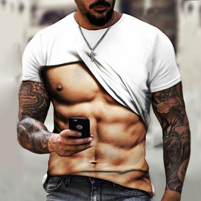 Cina ABS 3D della maglietta degli uomini del muscolo che stampa la breve cima di estate della manica di personalità in vendita