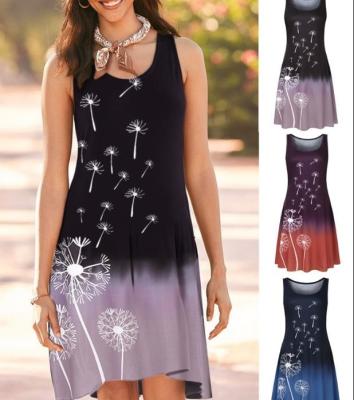China Women'S Sleeveless Pullover Print Gradient Dress for sale