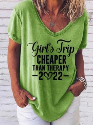 中国 流行の小企業の女性は女性の夏の印刷物の短い袖V -首のTシャツ--を越える 販売のため