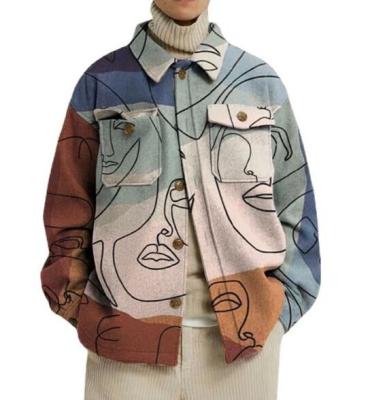 China Mens Casual Slim Fit Printed Jacket Coat Single Button Long sleeve à venda