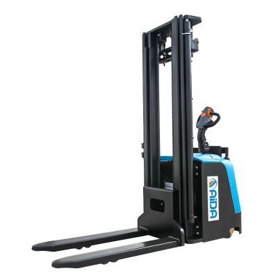 China Standing Pallet Stacker Forklift , Semi Electric Hydraulic Stacker 2.2kw Lift Motor warehouse stacking equipment for sale