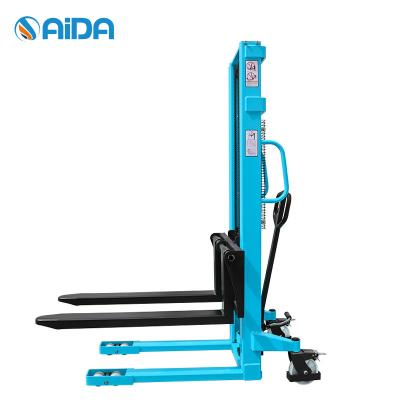 China Lifter  Hand Manual Pallet Stacker  500kg Hydraulic  Steering Wheel Protection for sale