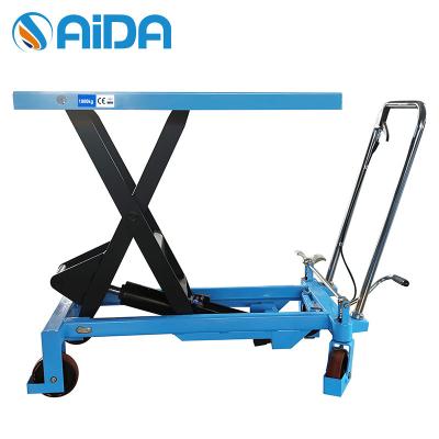 China OEM Single Adjustable Scissor Lift Table , Small Hydraulic Lifting Platform 1000kg hydraulic scissor lift trolley for sale
