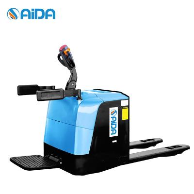 China DC Control Electric rider stand-on Pallet Truck for sale