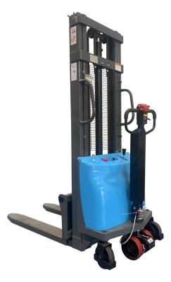 China 3 Meters Semi Electric Pallet Stacker Walking Type Electric Stacking Truck Forklift for sale