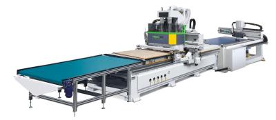 China Servo Control CNC Nesting Machine Wood Cutting With 12 Tools Magazine And 9V Drill Bank à venda