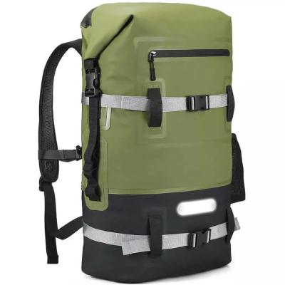 China 30 Liter Dry Bag Backpack 500D PVC Army Green Fishing Dry Backpack for sale