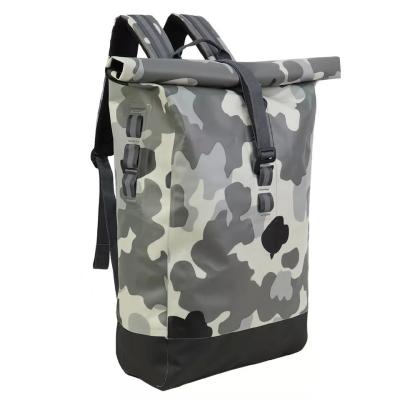 China Roll Top Zipper Closed Camouflage Dry Bag Waterproof Rucksack With Laptop Pocket for sale